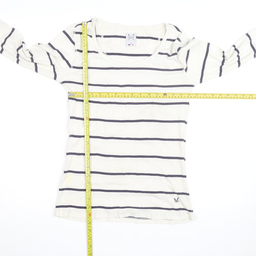 Crew Clothing Women Ivory Navy Stripe Cotton Long Sleeve Pullover Jumper Size 14