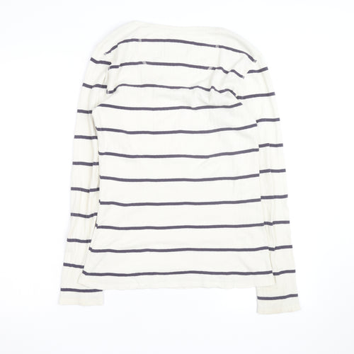 Crew Clothing Women Ivory Navy Stripe Cotton Long Sleeve Pullover Jumper Size 14