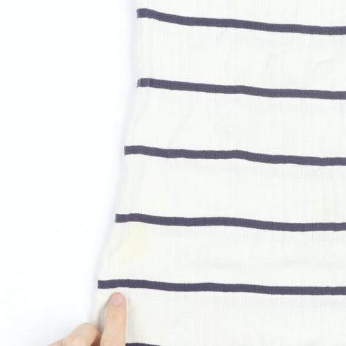 Crew Clothing Women Ivory Navy Stripe Cotton Long Sleeve Pullover Jumper Size 14