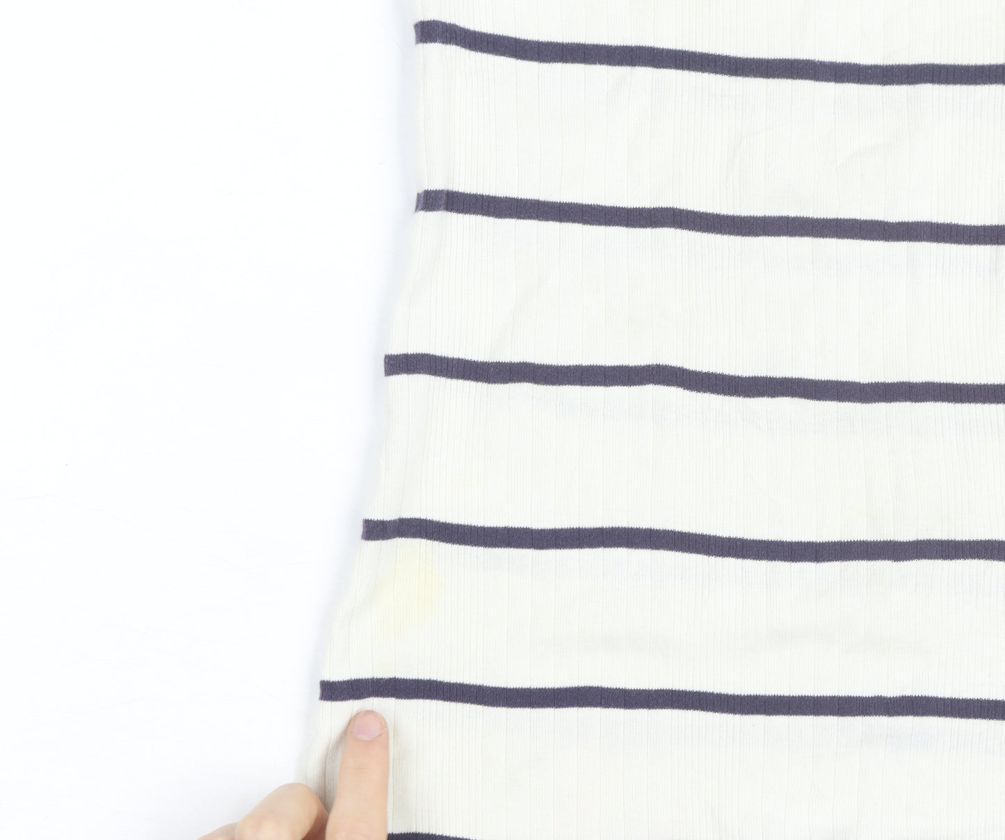 Crew Clothing Women Ivory Navy Stripe Cotton Long Sleeve Pullover Jumper Size 14
