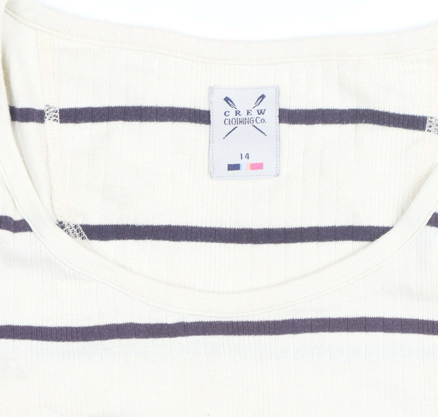 Crew Clothing Women Ivory Navy Stripe Cotton Long Sleeve Pullover Jumper Size 14