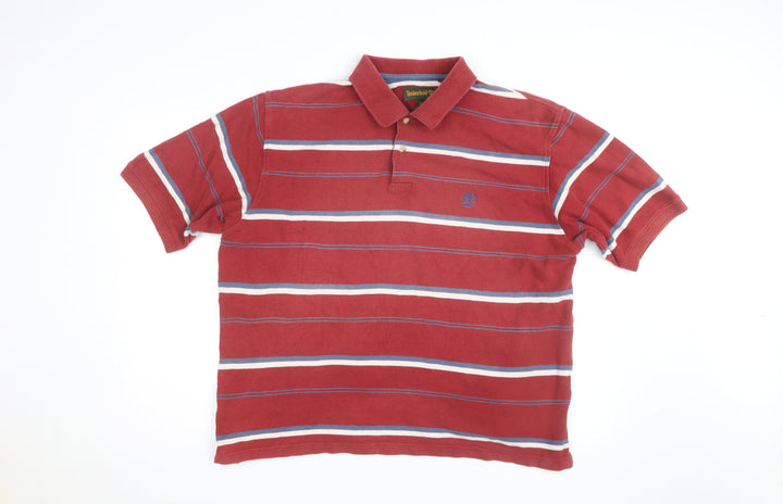 Timberland Men's Red Striped Cotton Polo Shirt XL Classic Fit