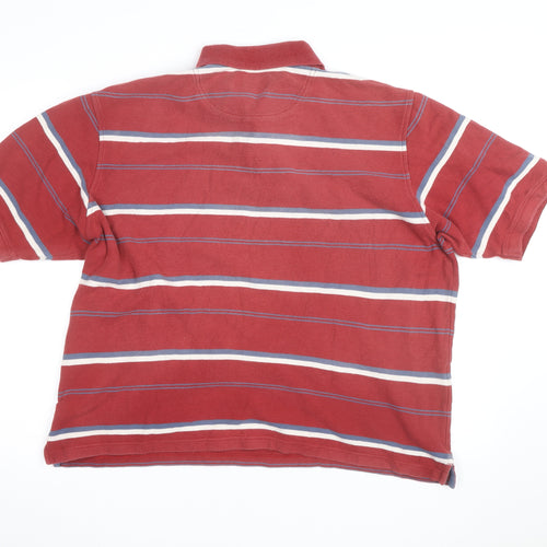 Timberland Men's Red Striped Cotton Polo Shirt XL Classic Fit