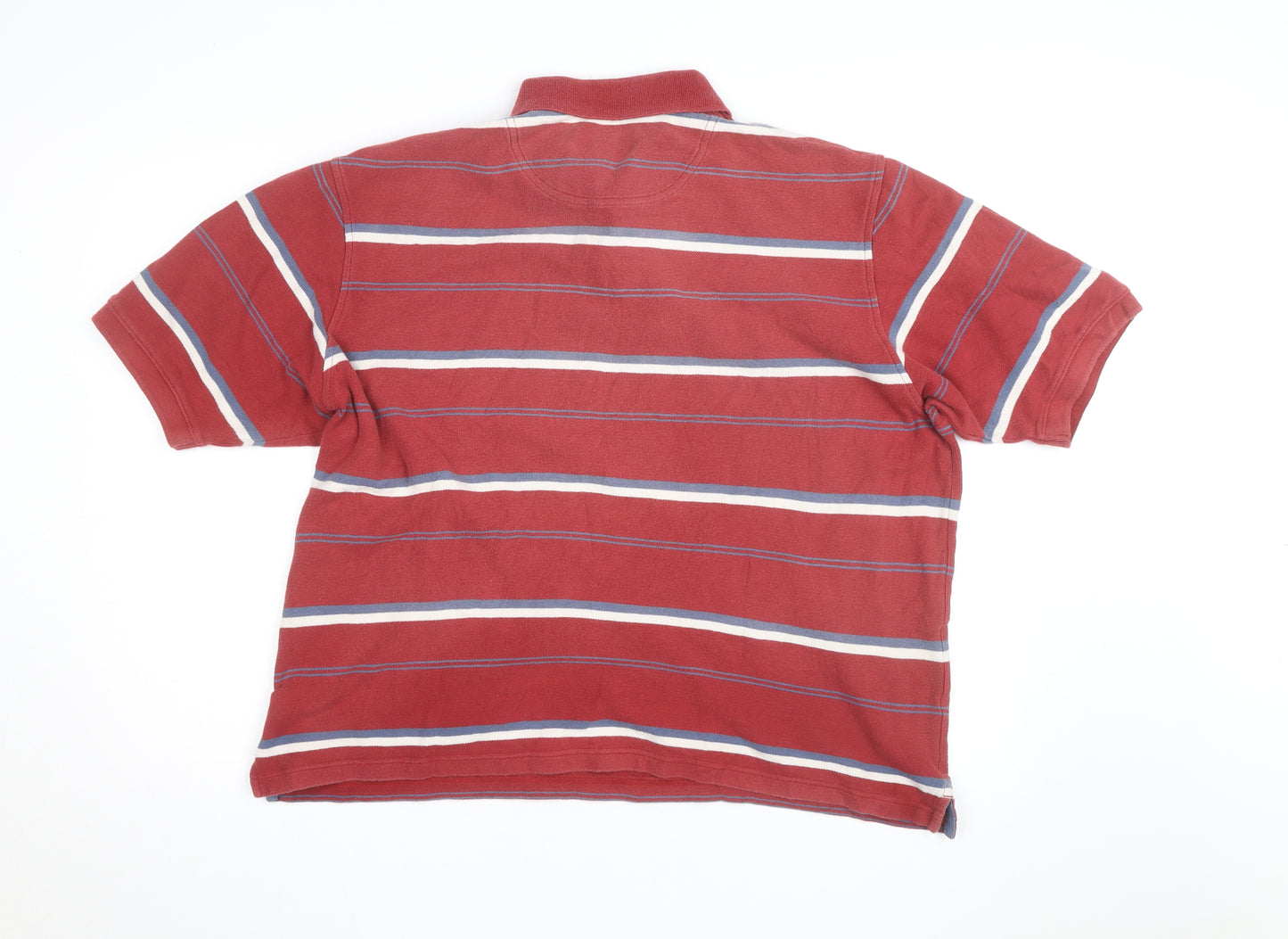 Timberland Men's Red Striped Cotton Polo Shirt XL Classic Fit