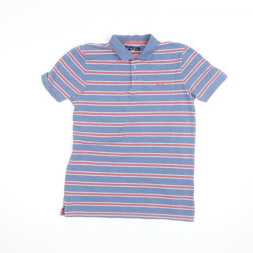 Ben Sherman Boys Blue Striped Polo Shirt 14-15 Years Casual Classic