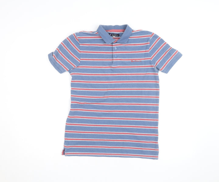 Ben Sherman Boys Blue Striped Polo Shirt 14-15 Years Casual Classic