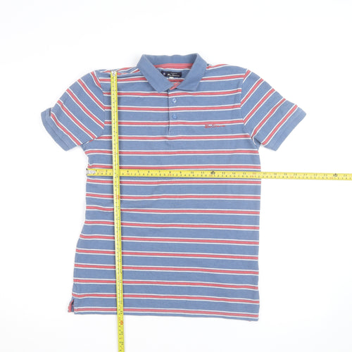Ben Sherman Boys Blue Striped Polo Shirt 14-15 Years Casual Classic