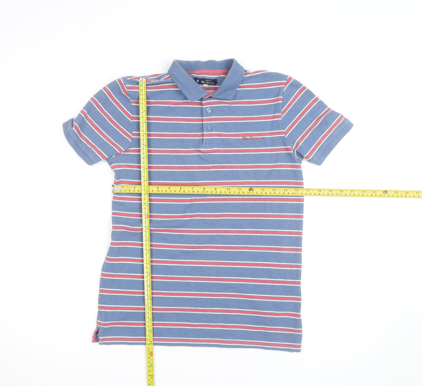 Ben Sherman Boys Blue Striped Polo Shirt 14-15 Years Casual Classic