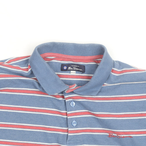 Ben Sherman Boys Blue Striped Polo Shirt 14-15 Years Casual Classic