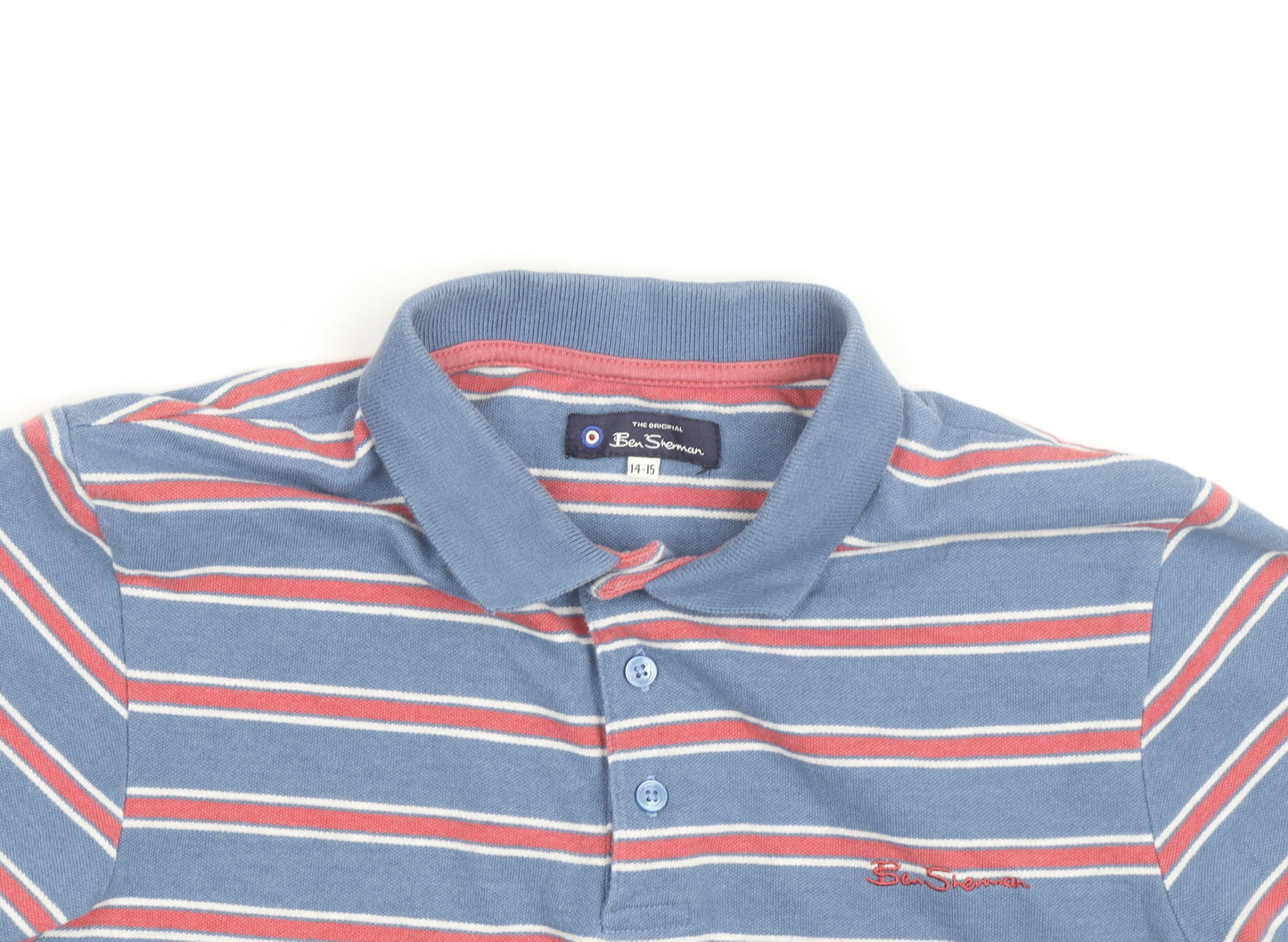 Ben Sherman Boys Blue Striped Polo Shirt 14-15 Years Casual Classic