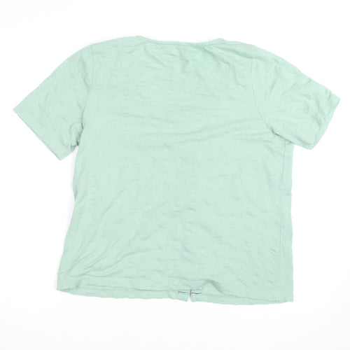 FatFace Women Green Short Sleeve Button-Up Cotton Top Size 16
