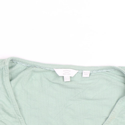 FatFace Women Green Short Sleeve Button-Up Cotton Top Size 16
