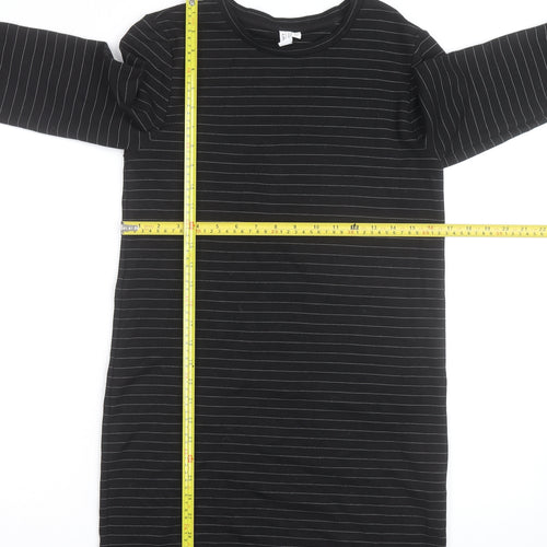 & Other Stories Women Black Striped Cotton Long Sleeve T-Shirt Size 12