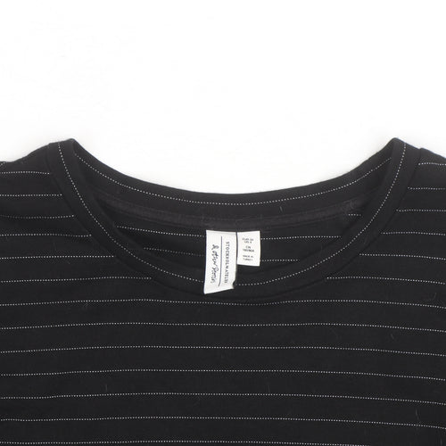 & Other Stories Women Black Striped Cotton Long Sleeve T-Shirt Size 12