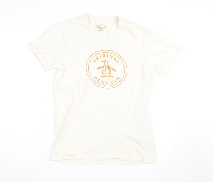 Original Penguin Men’s Ivory Graphic T-Shirt Medium Cotton Crew Neck