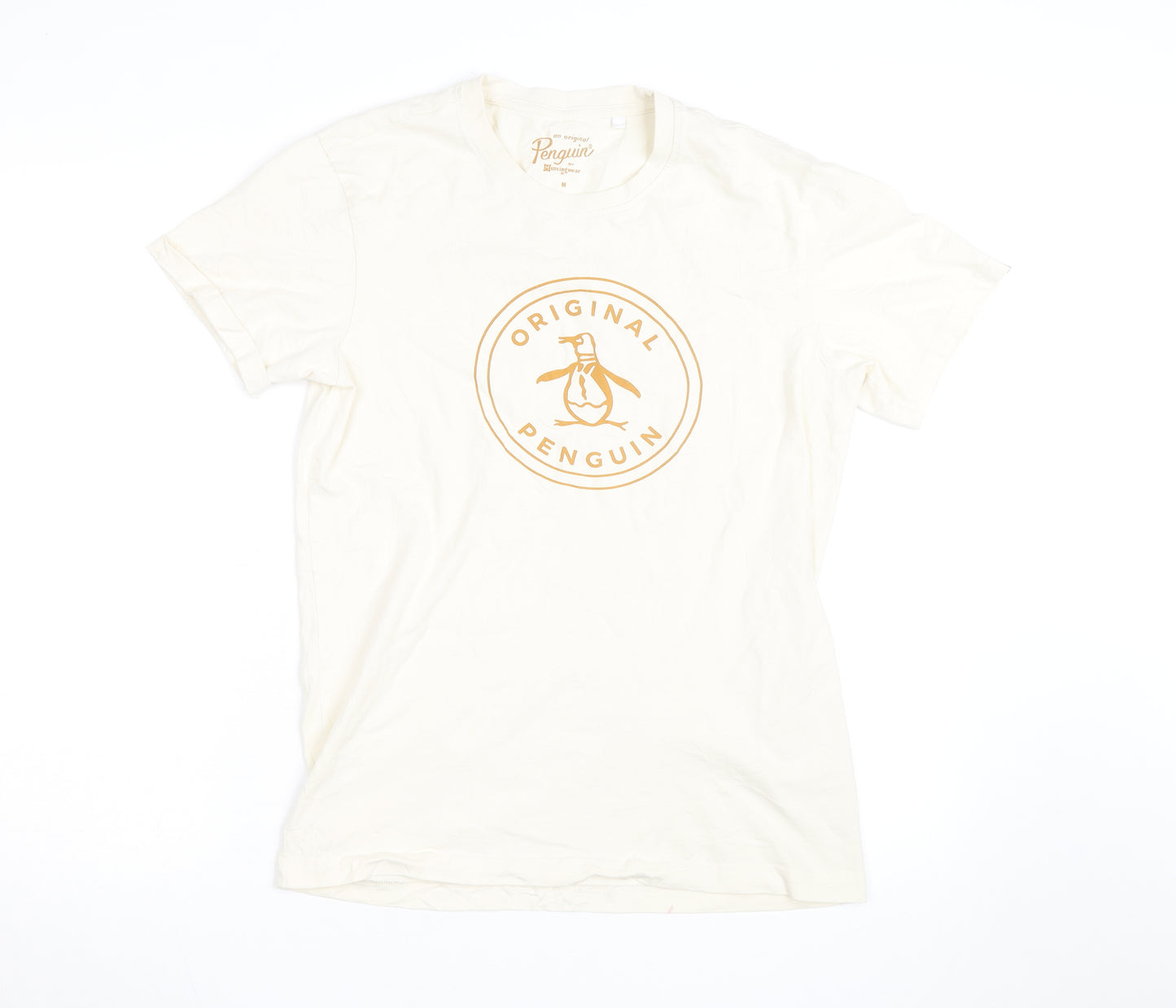 Original Penguin Men’s Ivory Graphic T-Shirt Medium Cotton Crew Neck