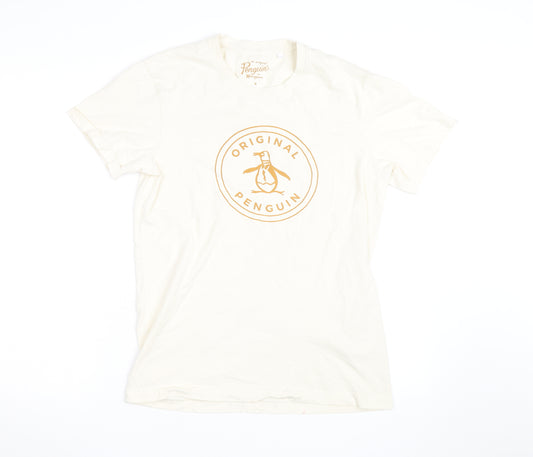 Original Penguin Men’s Ivory Graphic T-Shirt Medium Cotton Crew Neck