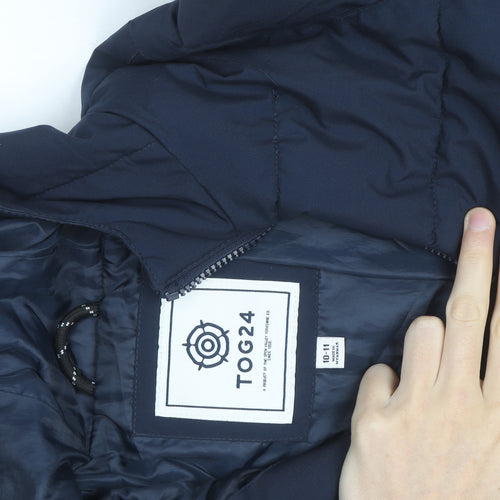 TOG24 Boys Blue Hooded Puffer Jacket 10-11 Years Winter Coat