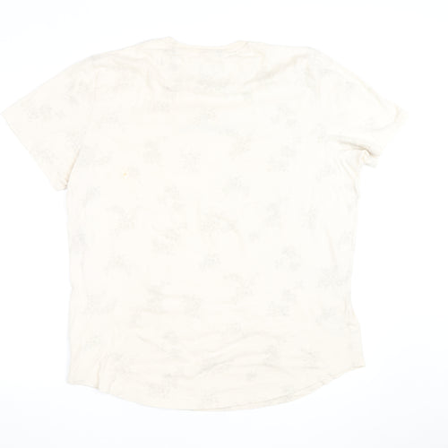 Abercrombie & Fitch Men's Beige Floral Soft AF Crew Neck T-Shirt XXL