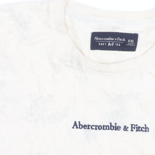 Abercrombie & Fitch Men's Beige Floral Soft AF Crew Neck T-Shirt XXL