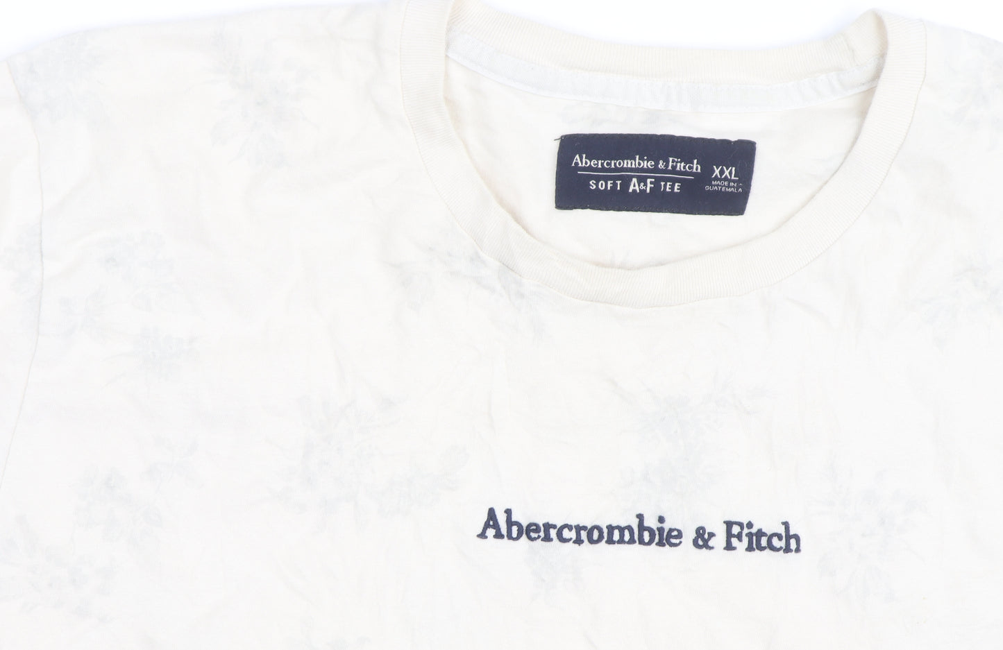 Abercrombie & Fitch Men's Beige Floral Soft AF Crew Neck T-Shirt XXL
