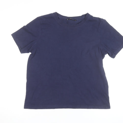 Karen Millen Women's Blue Crew Neck Short Sleeve Cotton T-Shirt M