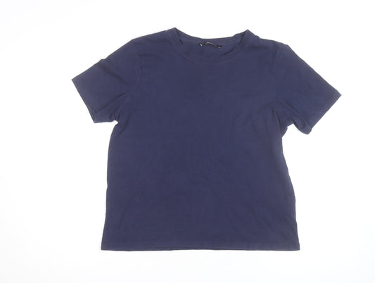 Karen Millen Women's Blue Crew Neck Short Sleeve Cotton T-Shirt M