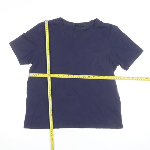Karen Millen Women's Blue Crew Neck Short Sleeve Cotton T-Shirt M