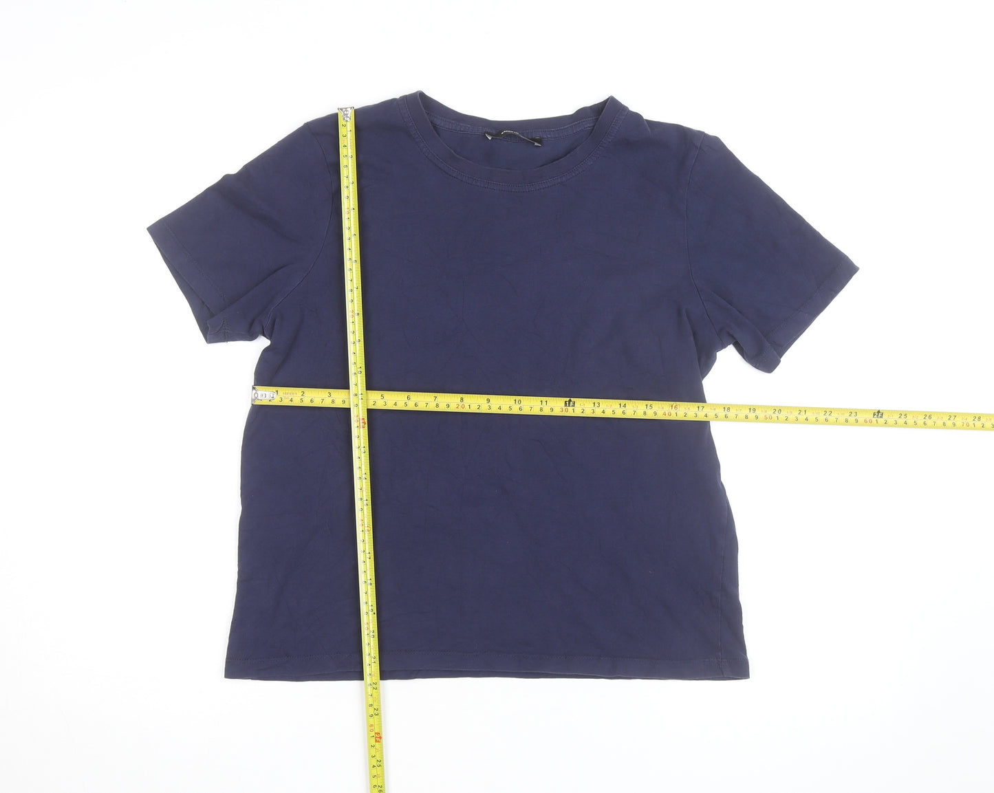 Karen Millen Women's Blue Crew Neck Short Sleeve Cotton T-Shirt M