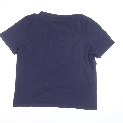 Karen Millen Women's Blue Crew Neck Short Sleeve Cotton T-Shirt M