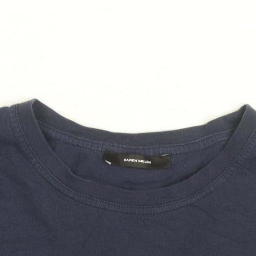Karen Millen Women's Blue Crew Neck Short Sleeve Cotton T-Shirt M