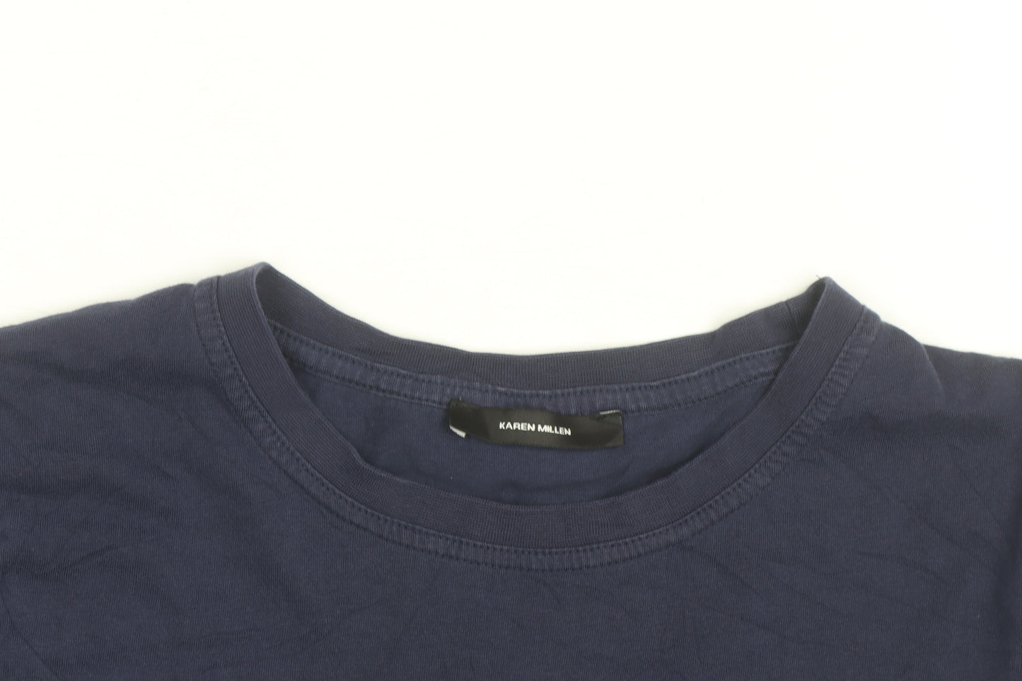 Karen Millen Women's Blue Crew Neck Short Sleeve Cotton T-Shirt M