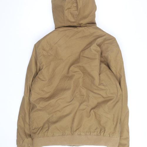 Primark Men's Brown Hooded Bomber Jacket M Cotton Lined Casual