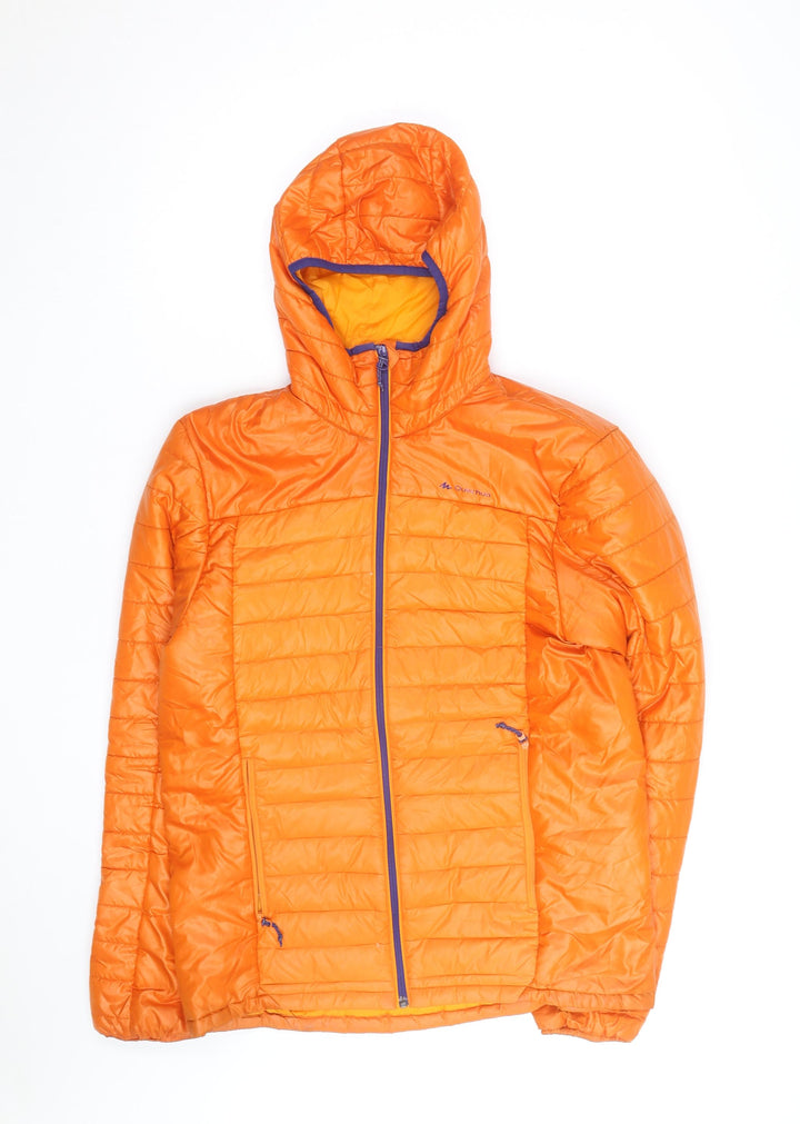 Quechua Men's Orange Puffer Hooded Jacket M Regular Fit Outdoor