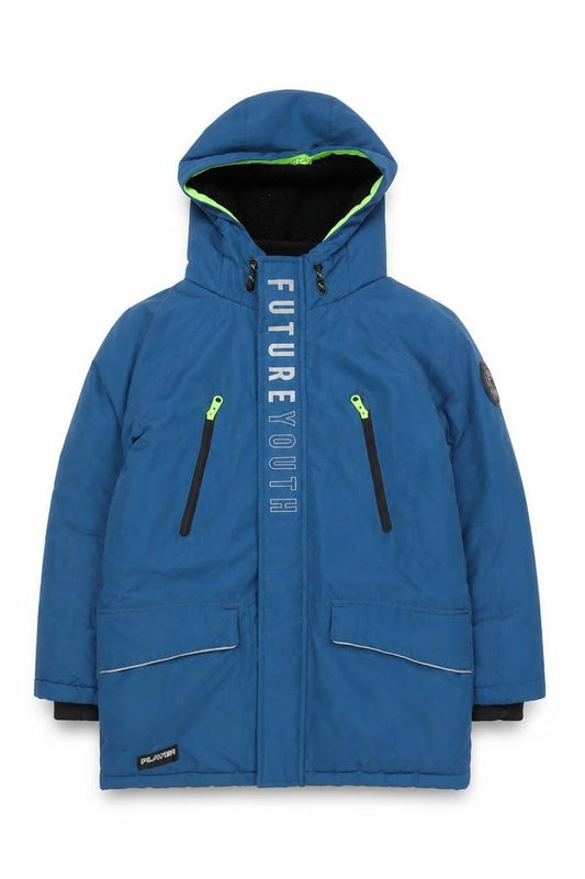 F&F Boys Blue Hooded Winter Parka Coat - 10 Years Waterproof Lined
