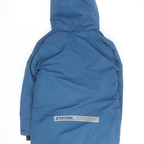 F&F Boys Blue Hooded Winter Parka Coat - 10 Years Waterproof Lined
