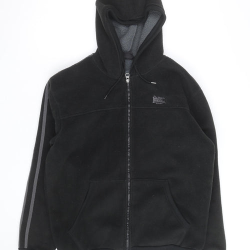 Lonsdale Mens Black Fleece Hooded Zip Jacket Size M Winter Lined