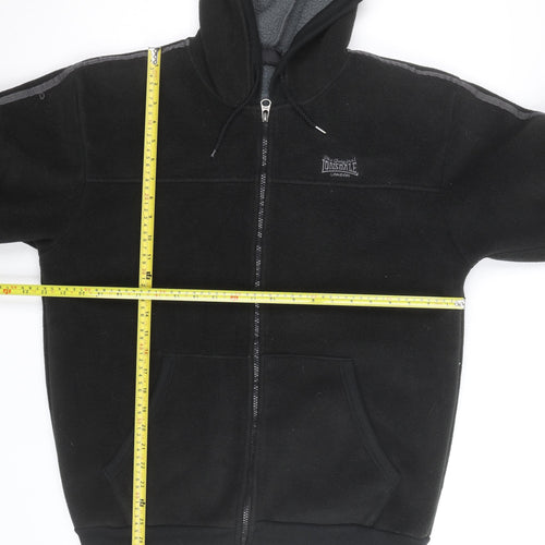 Lonsdale Mens Black Fleece Hooded Zip Jacket Size M Winter Lined
