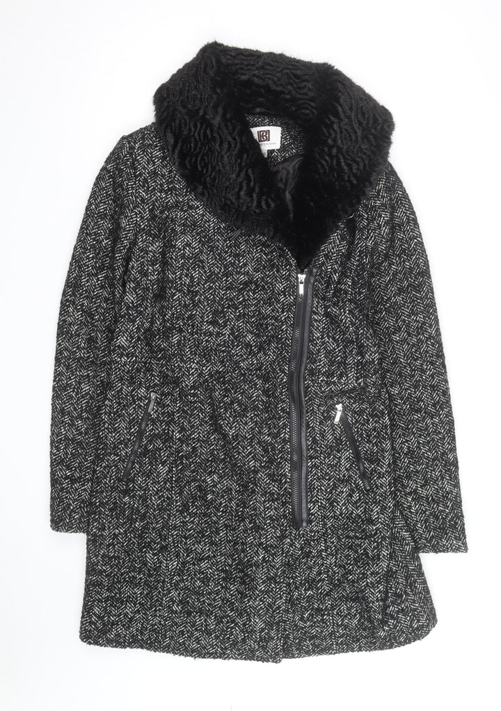 Laundry by Design Unisex Black Tweed Wool Blend Mid-Length Coat M