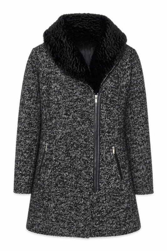 Laundry by Design Unisex Black Tweed Wool Blend Mid-Length Coat M