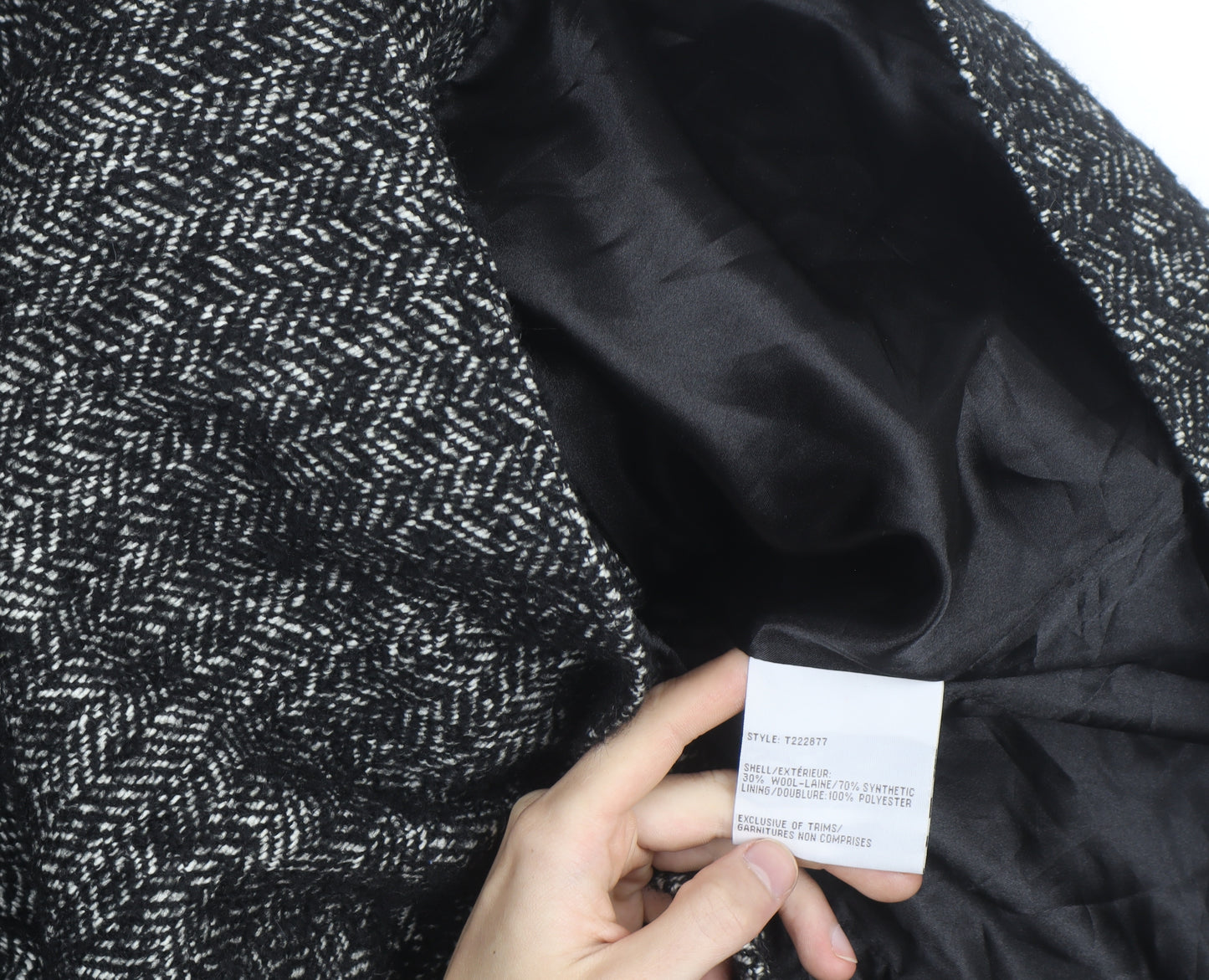 Laundry by Design Unisex Black Tweed Wool Blend Mid-Length Coat M