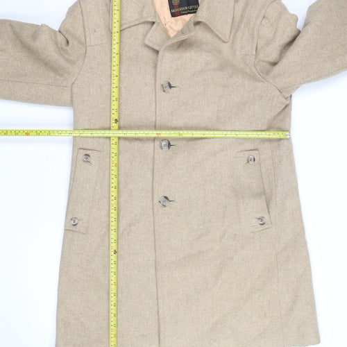 Anderson Little Men's Beige Wool Overcoat Size 38 Classic Mid-Length