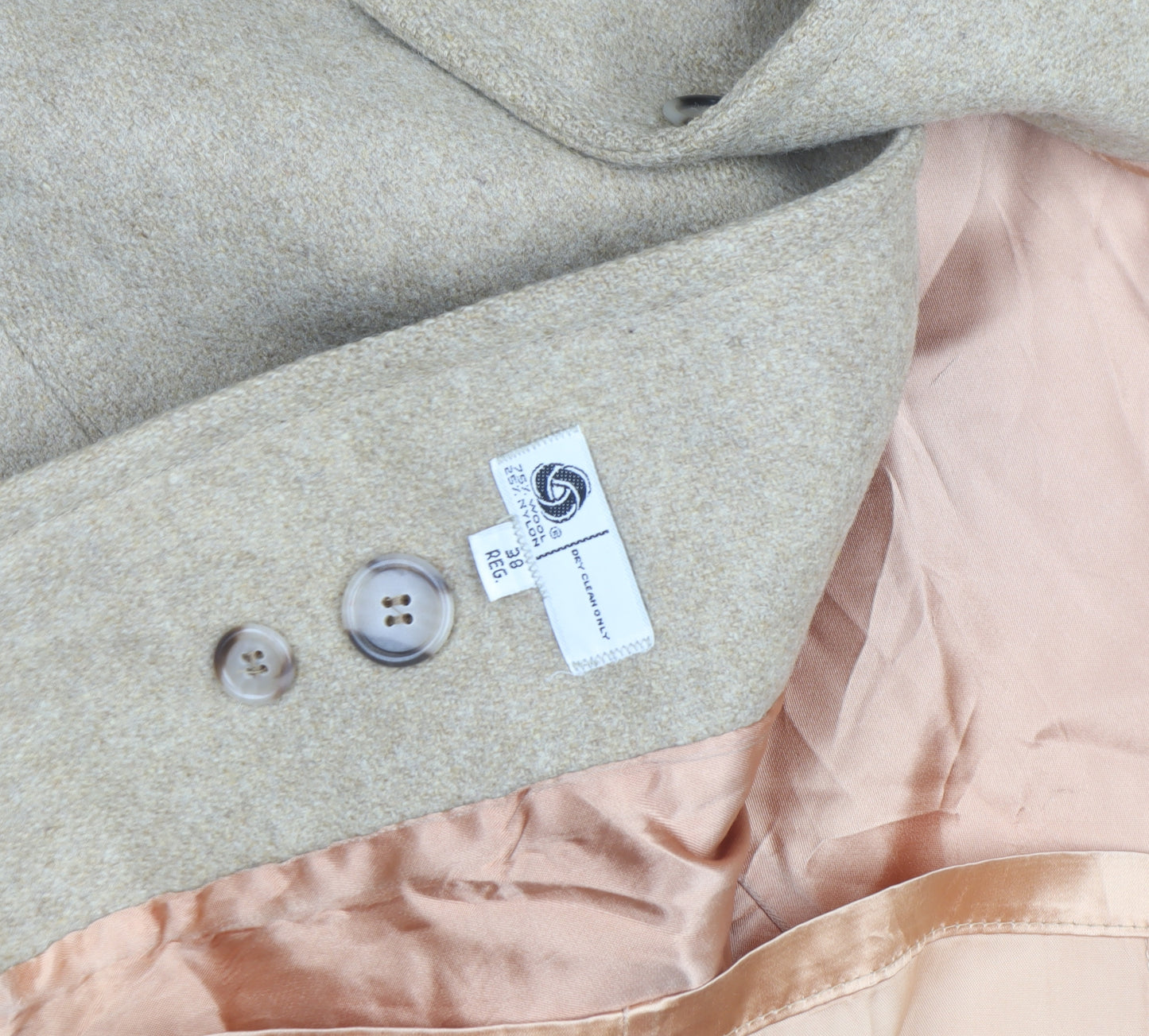 Anderson Little Men's Beige Wool Overcoat Size 38 Classic Mid-Length