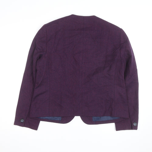 Bleyle Womens Purple Wool Blend Collarless Blazer Jacket Size 12