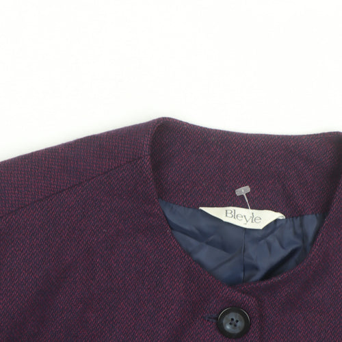 Bleyle Womens Purple Wool Blend Collarless Blazer Jacket Size 12