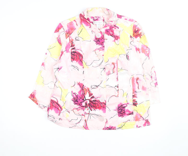 Christopher & Banks Women's Multicoloured Floral Cotton Button Blouse L
