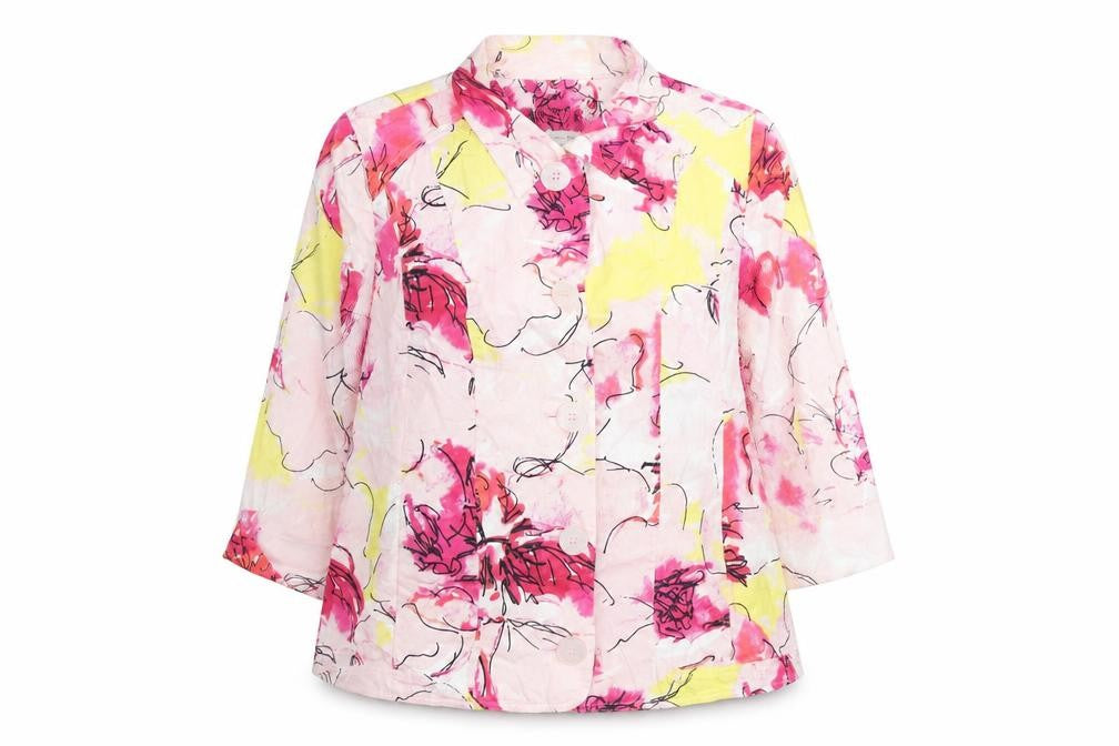 Front view of Christopher & Banks Women's Multicoloured Floral Cotton Button Blouse L