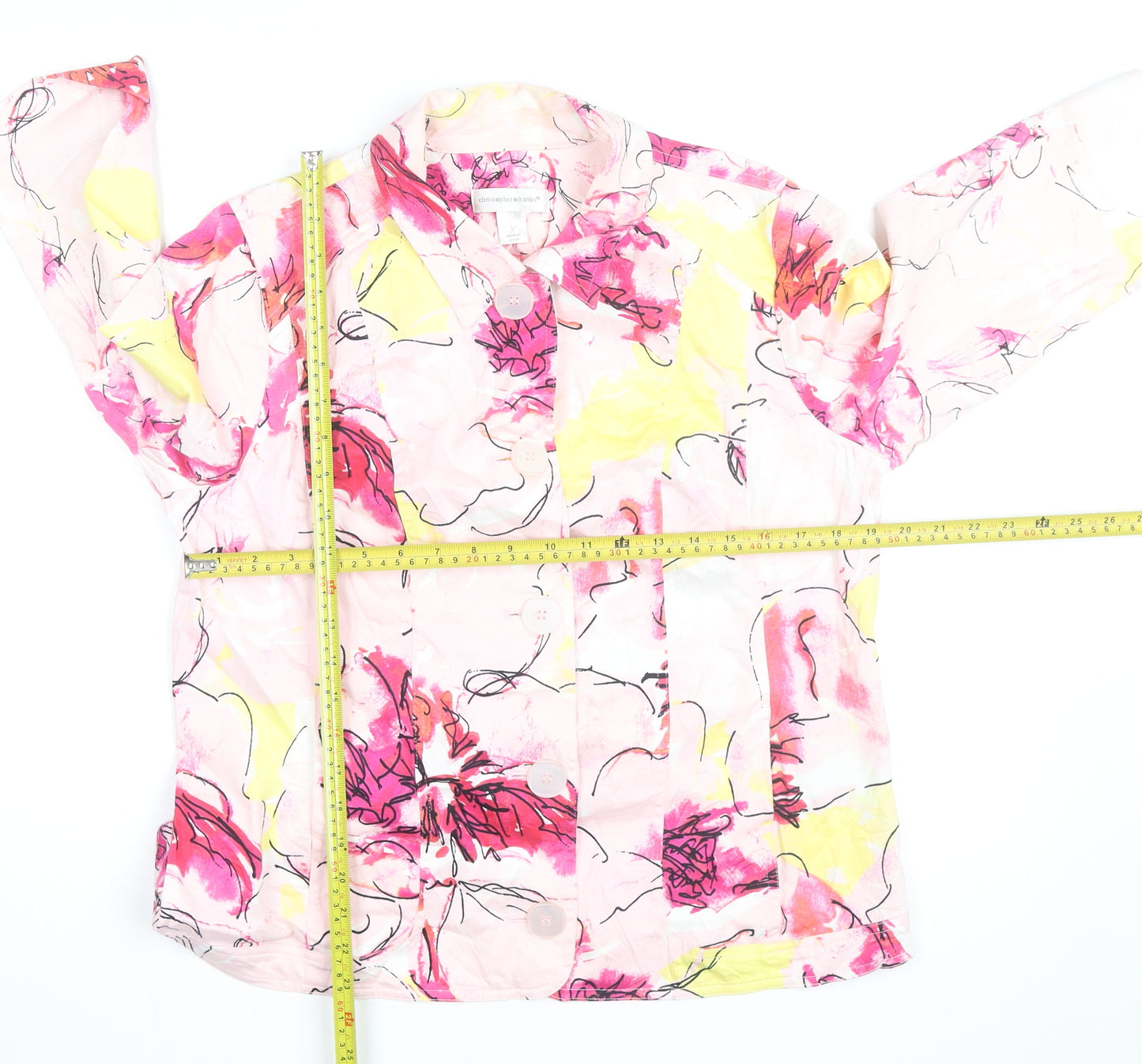 Christopher & Banks Women's Multicoloured Floral Cotton Button Blouse L