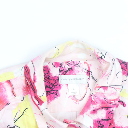 Christopher & Banks Women's Multicoloured Floral Cotton Button Blouse L