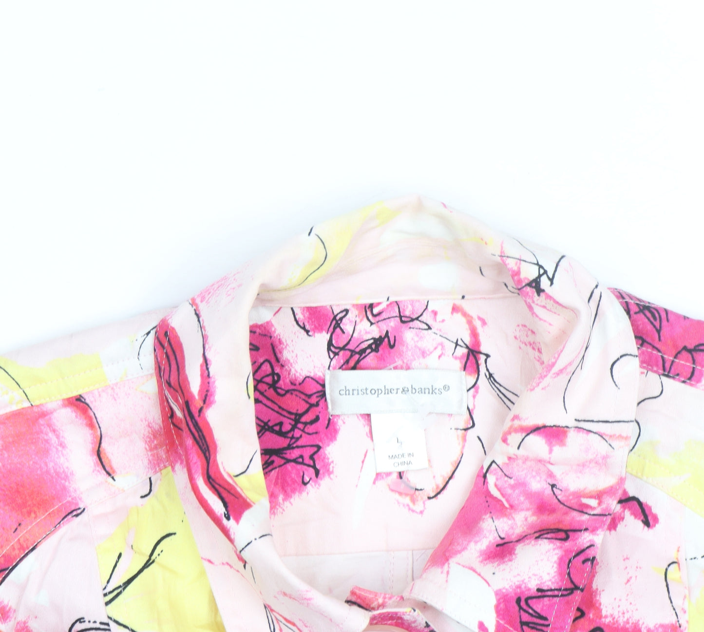 Christopher & Banks Women's Multicoloured Floral Cotton Button Blouse L